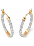 Round Diamond Accent Inside-Out Hoop Earrings 1/10 TCW in Gold-Plated or Platinum-Plated Sterling Silver (1") O479