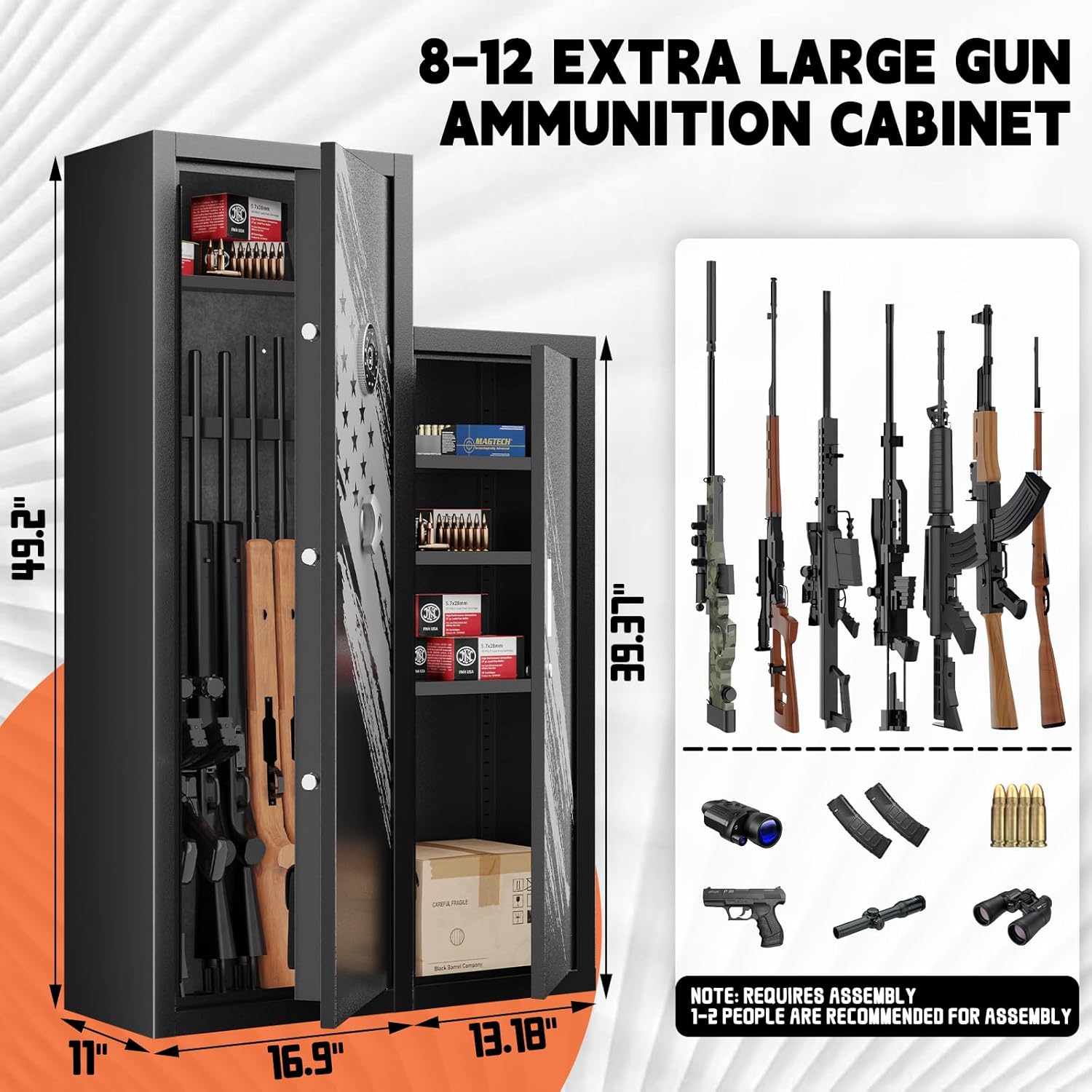 8-12 Rifle Gun Safe with Detachable Gun Racks K382