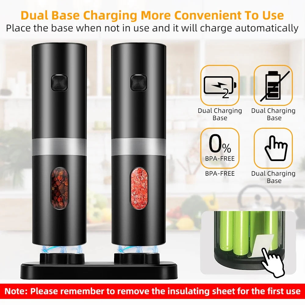 Rechargeable Electric Salt and Pepper Shakers, Set of 2 M706