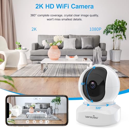 Security Camera Indoor, 360 Degree WiFi, 2 Way Audio Night Vision, Black, 3MP M12175