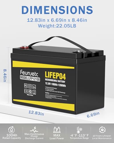 2 Pack 12V 100Ah Lithium LiFePO4 Battery with 100A BMS R811113