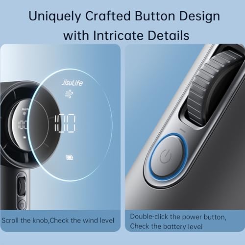 Portable Handheld Fan with LED Display, Metal Shell, 5000mAh battery, Dark Gray Q47691