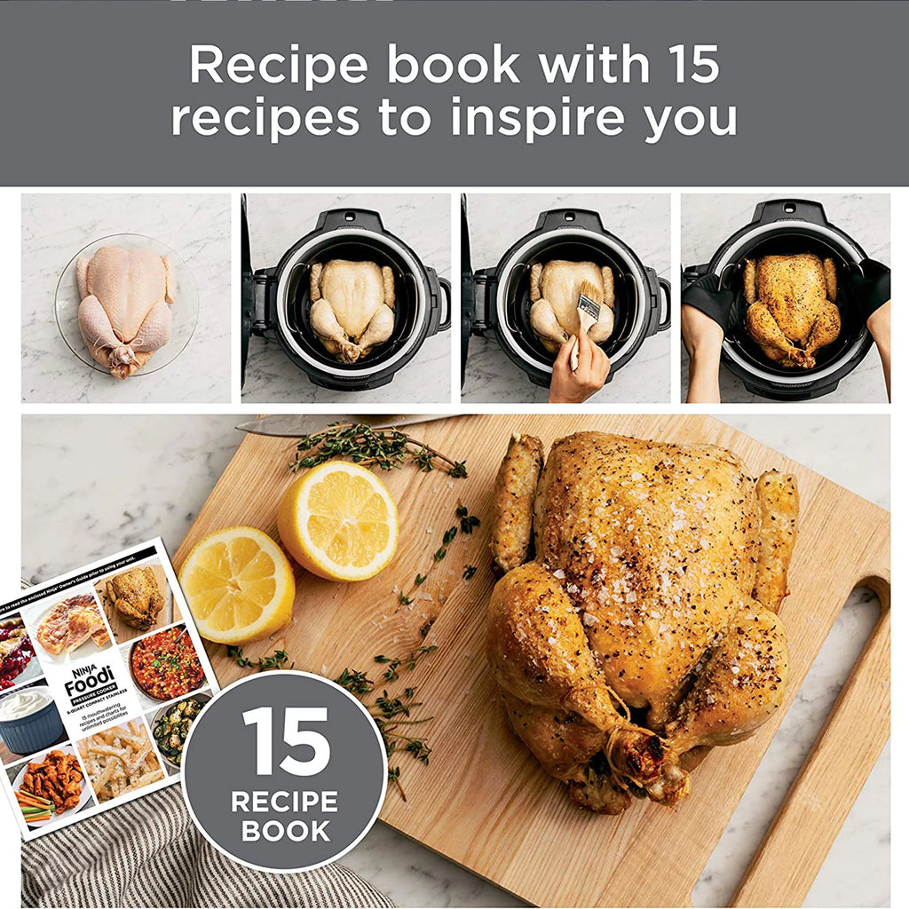 9 in 1 Pressure Cooker and Air Fryer with Nesting Rack, Silver Y13916