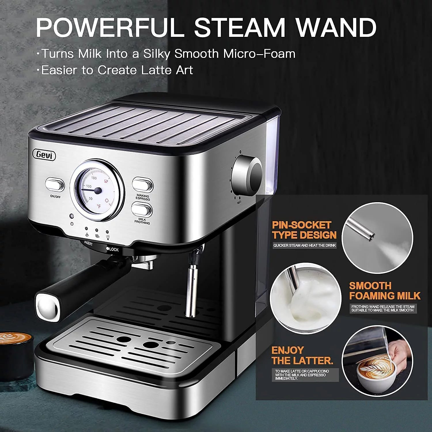 Black 15 Bar Espresso Machine O608869