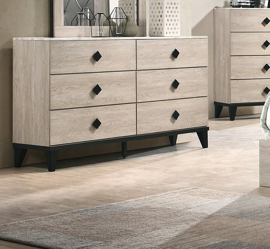 Cream Color Dresser Mirror Nightstands Chest 5pc Bedroom Set R33311