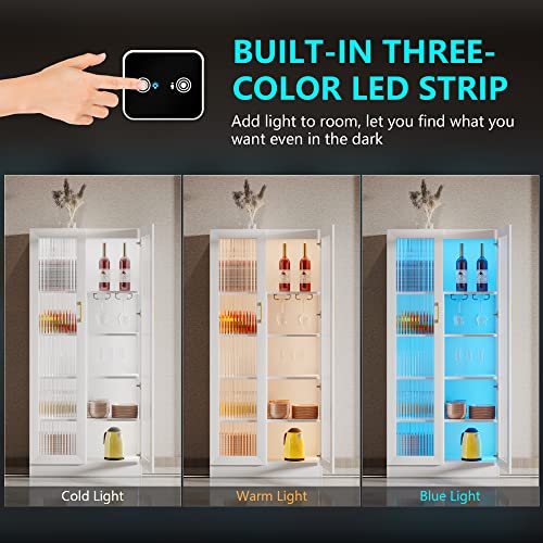 Black LED Storage Cabinet with Charging Station V643