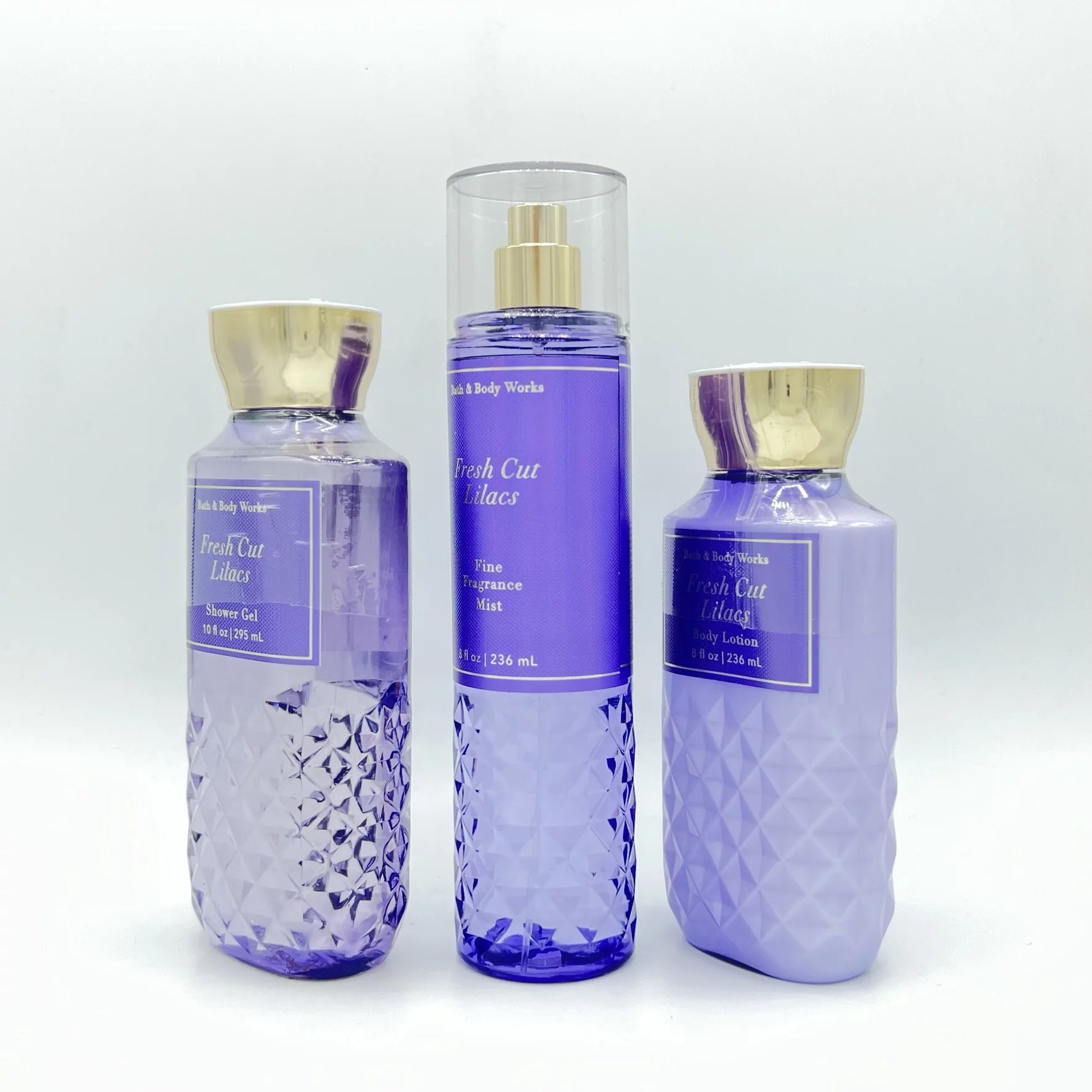 Fresh Cut Lilacs 10oz Shower Gel, 8oz Fine Fragrance Mist Spray and 8oz Body Lotion 3-Piece Bundle Y42321