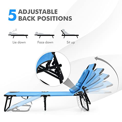 Blue Folding Chaise Lounge Chair V101