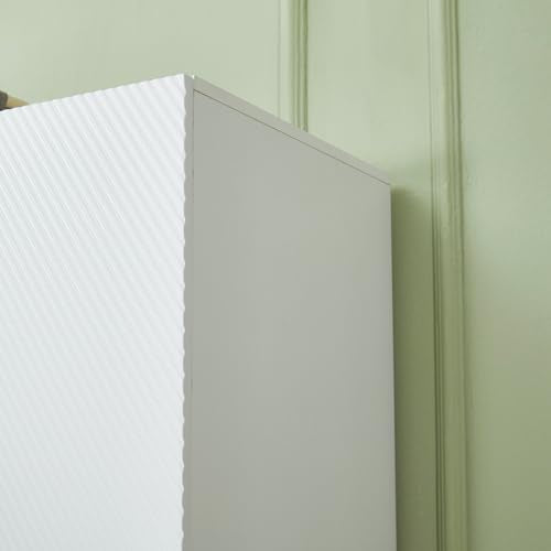 White 4 Doors 3 Drawers Wooden Closet Cabinet Wardrobe Armoire R306755