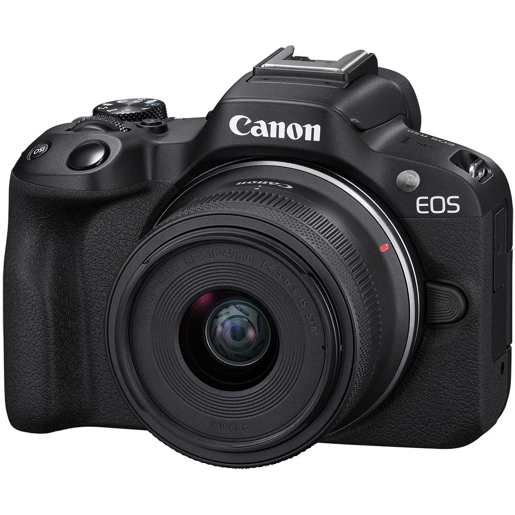 Mirrorless Camera with RF-S 18-45mm + EF 75-300mm Lens + 128GB Memory Card + Case + LED Flash E95828