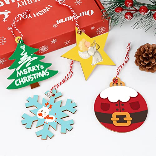 40pcs Unfinished Wood Slices with Holes Christmas Ornaments O144