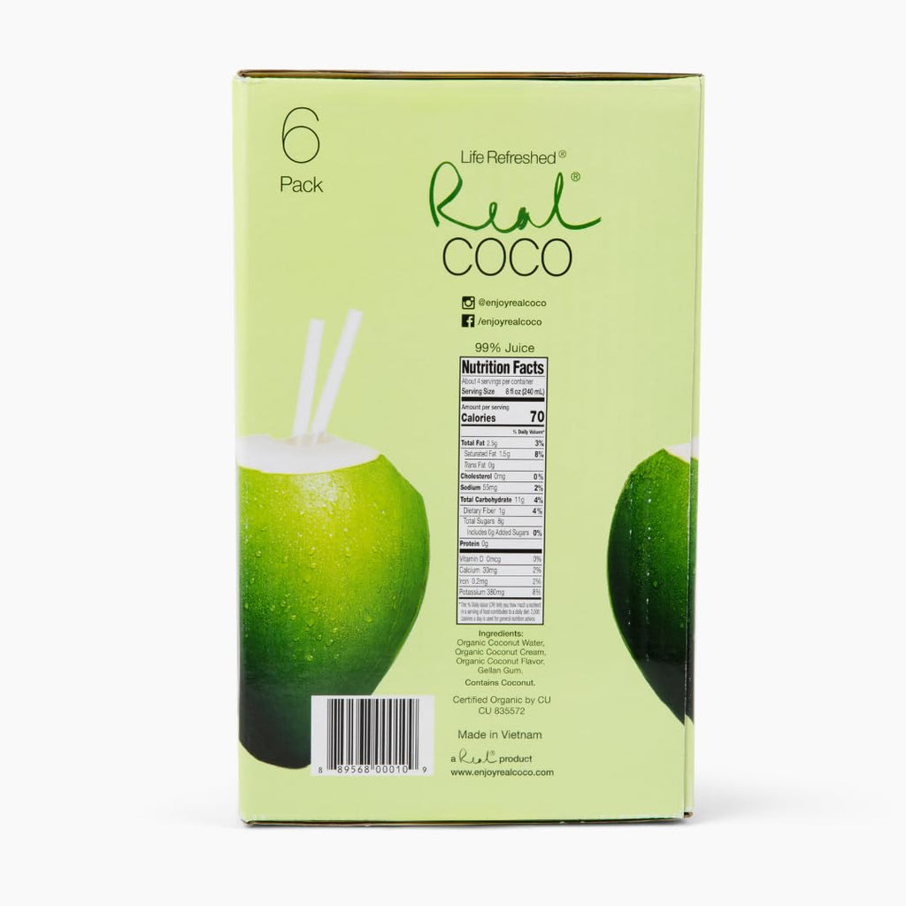 Organic Pressed Coconut Water (6-Pack 1L), No Sugar Added W546