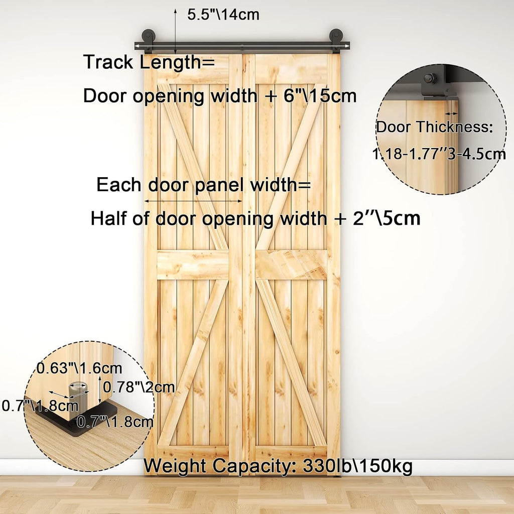 3.5FT/42'' Bi-Folding Sliding Barn Door Hardware Kit Heavy Duty D920