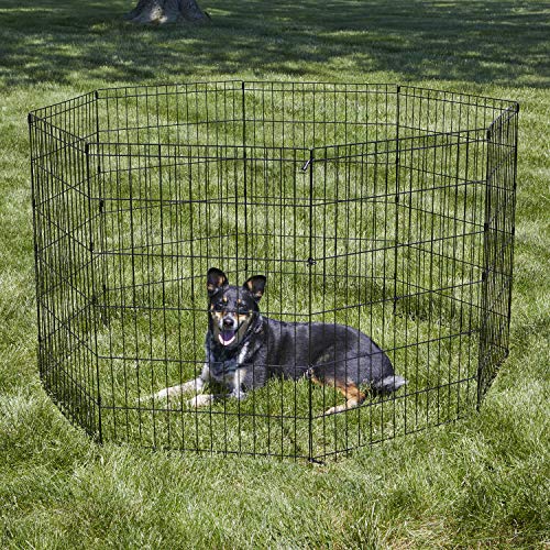 Black 24-Inch Folding Metal Dog Exercise Pen X332155