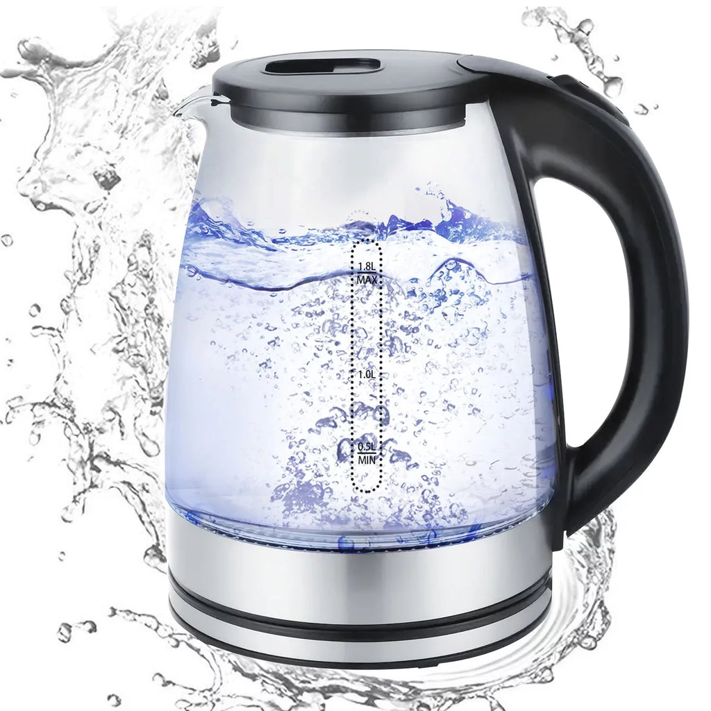 1.8 Liter Glass and Steel Electric Kettle with Auto Shut-Off U735457