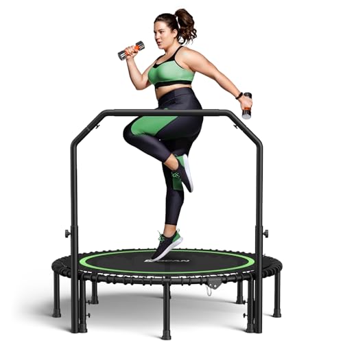 Foldable Mini Trampoline with Bungees and Adjustable Foam Handle W85160