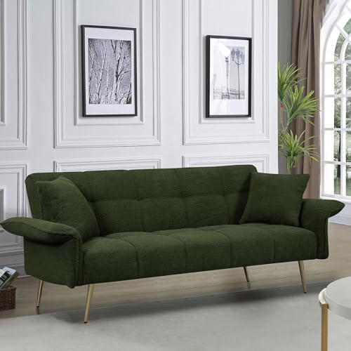 Beige Teddy Futon Sofa Bed with Memory Foam A270297