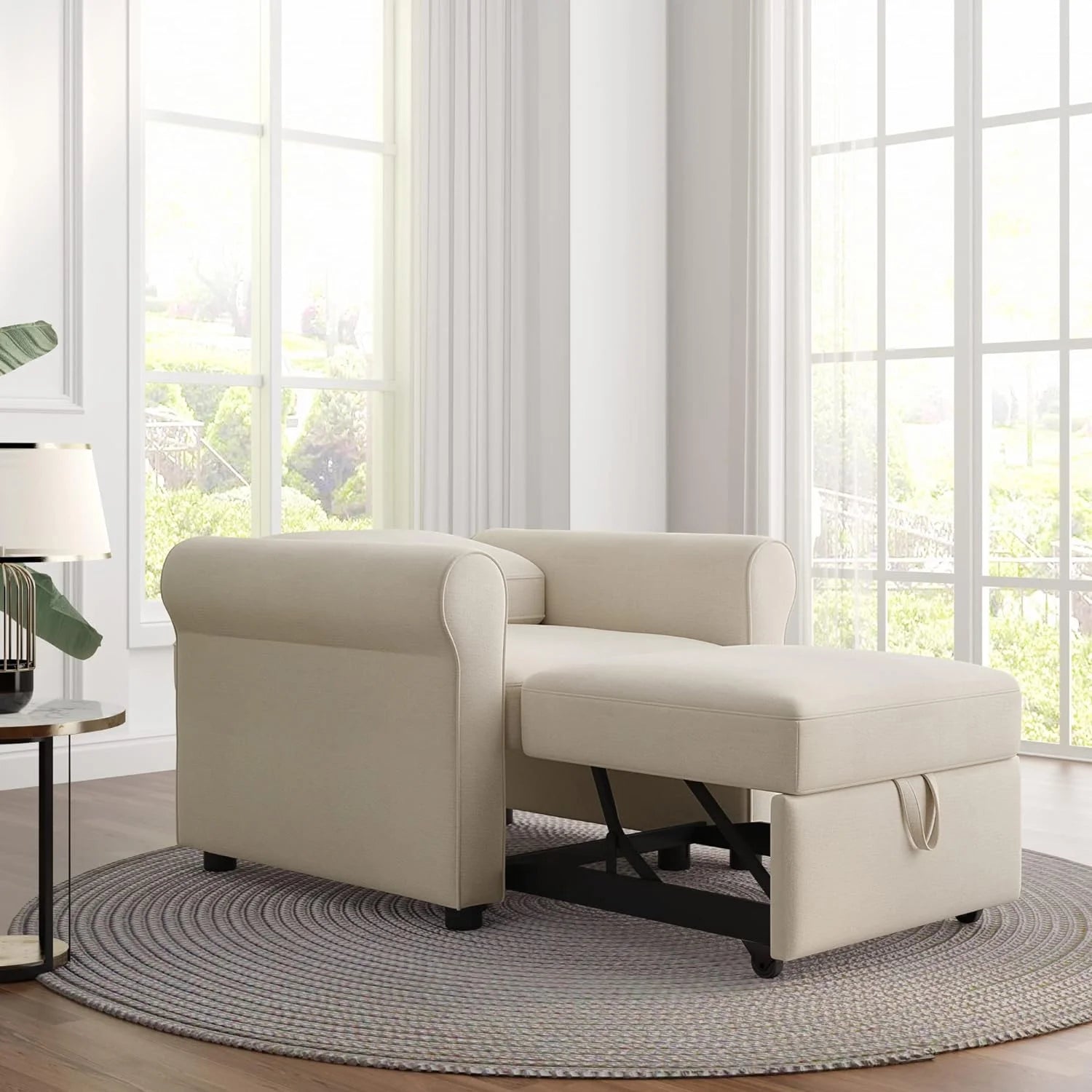 Beige Convertible Sleeper Chair Bed D557