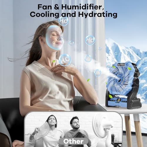 30000 mAh Rechargeable Portable Misting Fan with RGB Lantern M876814