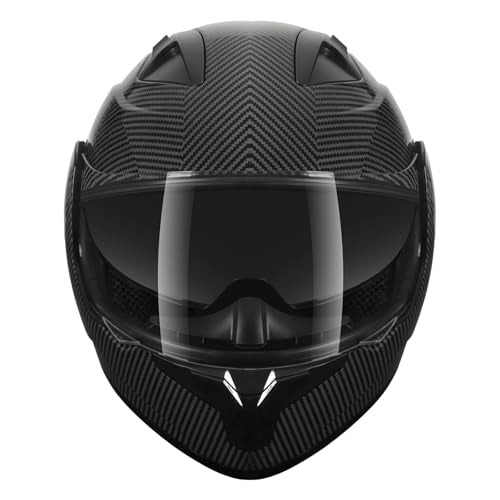 Modular Flip-Up Dual Visor Motorcycle Full Face Helmet (Bright Black, Small) S26473
