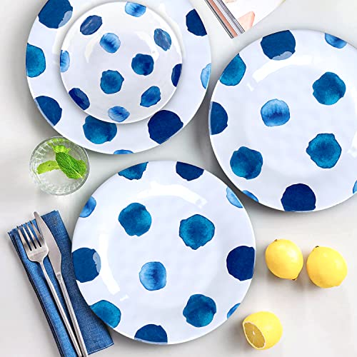 16 Pcs Melamine Dinnerware Set Plates Bowls Cups Unbreakable V4773