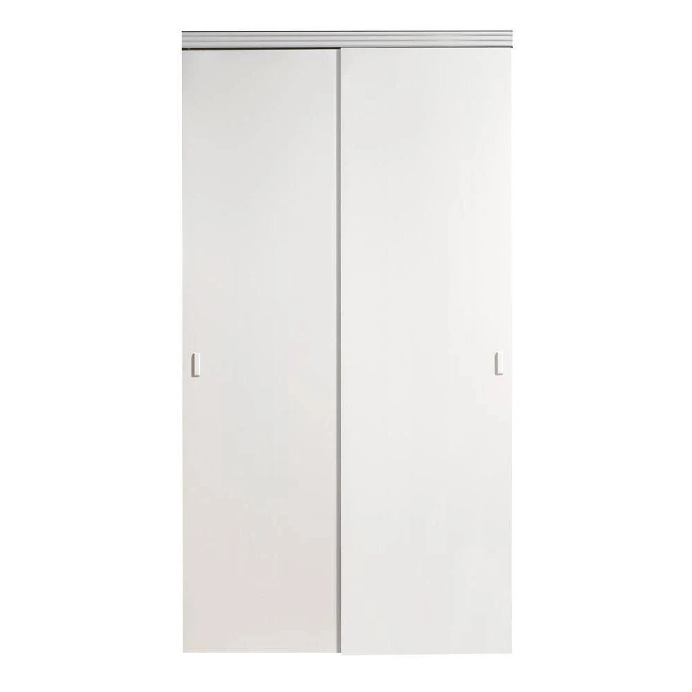 White Solid Core MDF Interior Closet Sliding Door with Chrome Trim P686