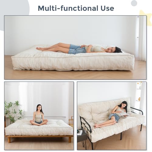 Beige 8" Full Size Velvet Futon Mattress K43004