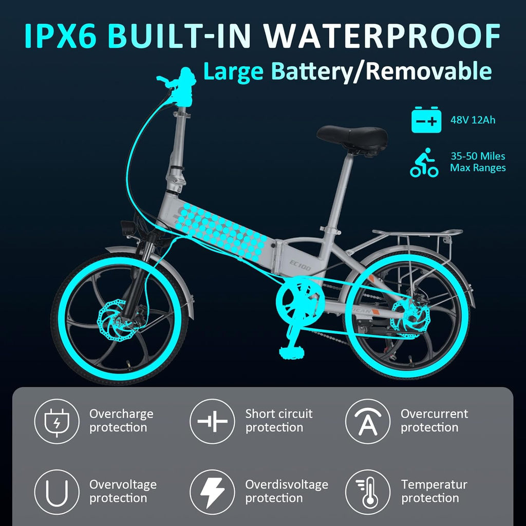 20" Tire 850W Electric Folding Bike with 48V 12Ah Battery G27147