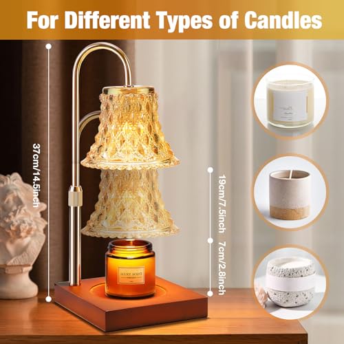 Candle Warmer Lamp with Timer & Dimmer, Adjustable Height, Electric Candle Lamp Warmer with 2 Premium Bulbs P637493