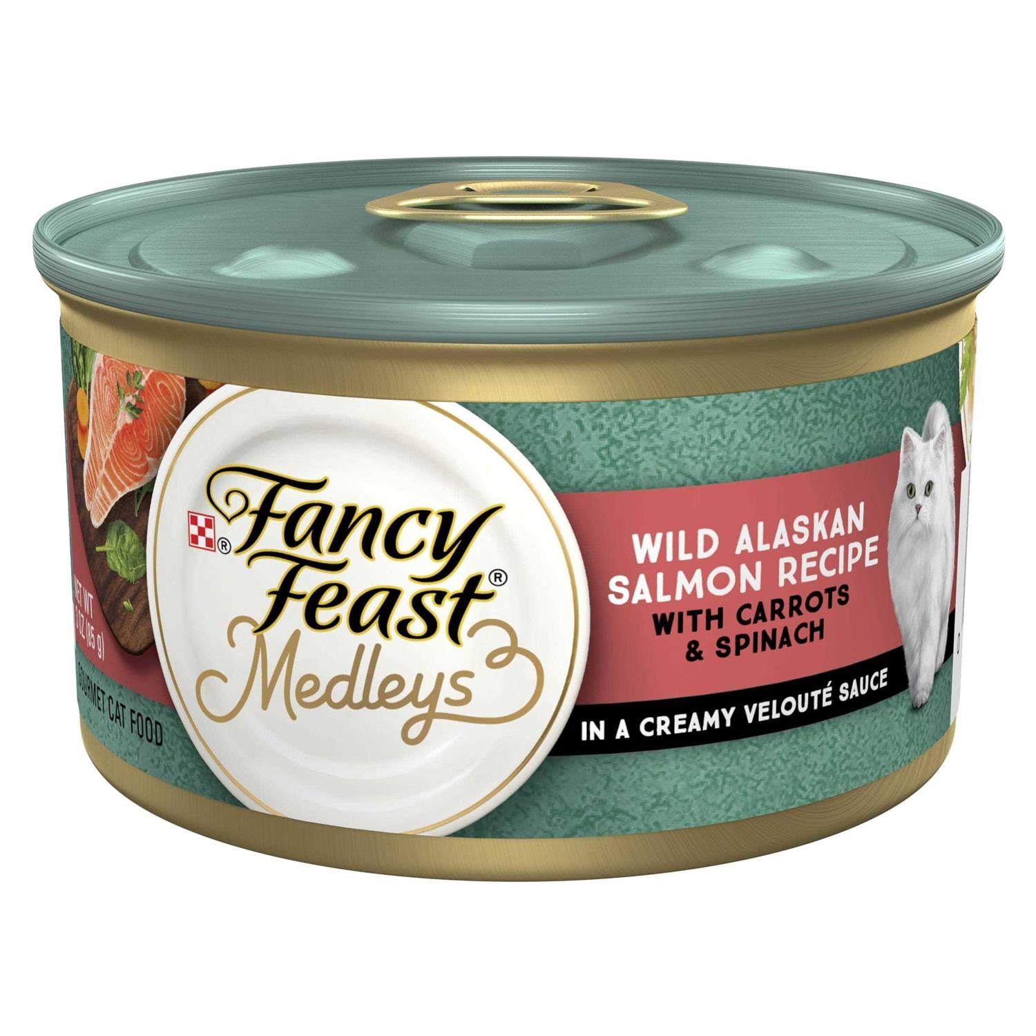High Protein Wet Cat Food with Wild Alaskan Salmon and Garden Veggies in Sauce V433590