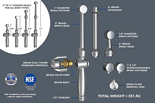 Hand Held Bidet for Faucet with Dual Pressure Controls H230