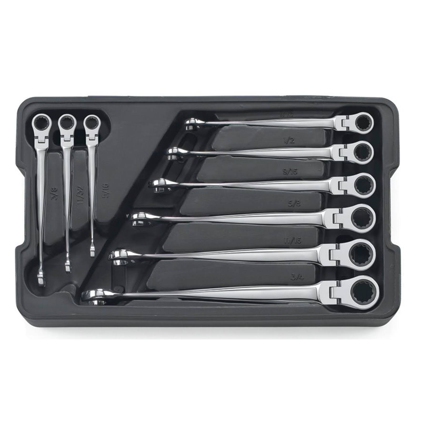 9 Piece SAE Flex Combination Ratcheting Wrench Set D704