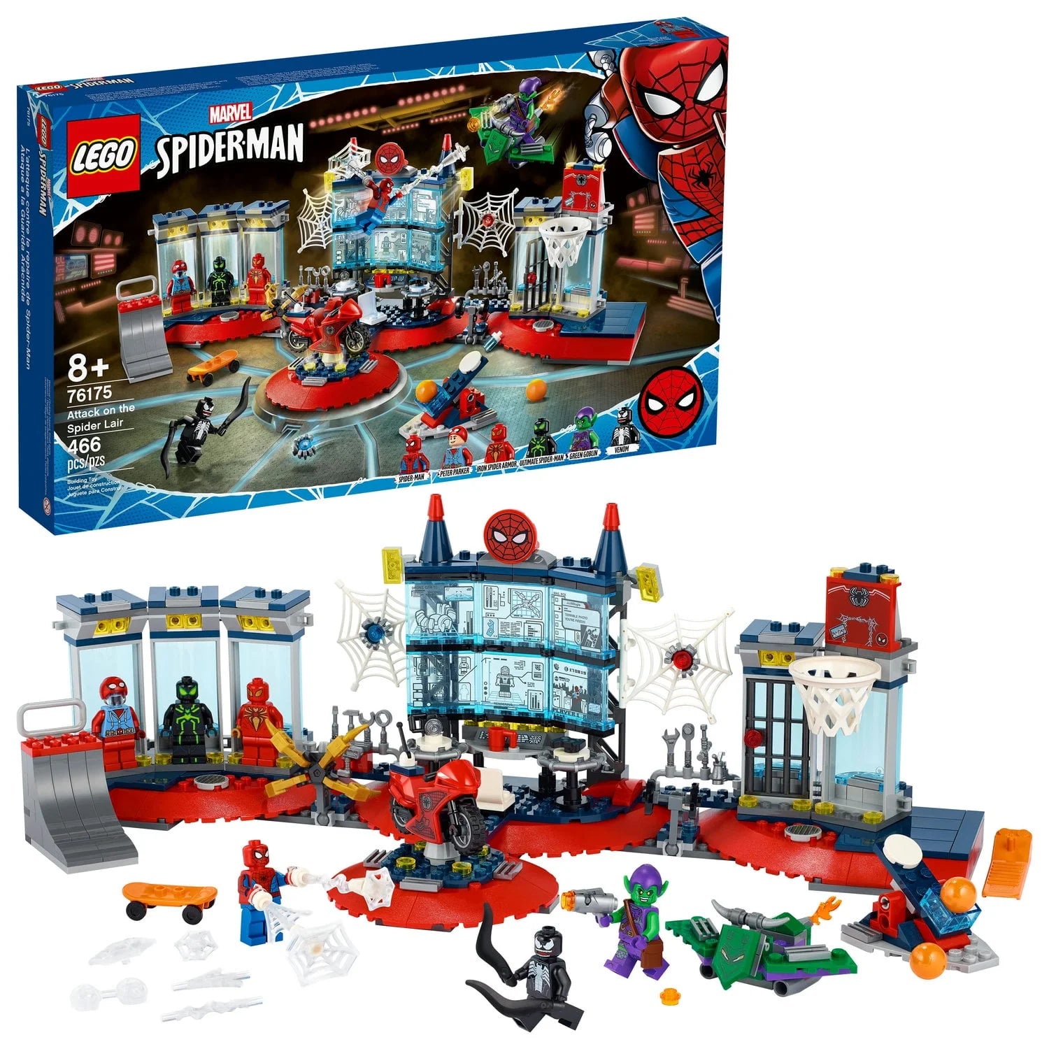 LEGO Marvel Spider-Man Attack on the Spider Lair 76175 Building Toy (466 Pieces) E8163