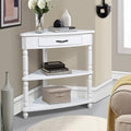 Triangle Side Table with Drawer and Storage Shelves (Milk White) T501775
