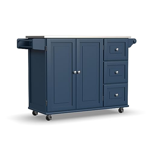 Sage Green Mobile Kitchen Island Cart with Stainless Steel Top G36433