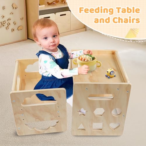 Wooden Toddler Table and Chair Set with Blackboard, 3 Heights Adjustable F246868