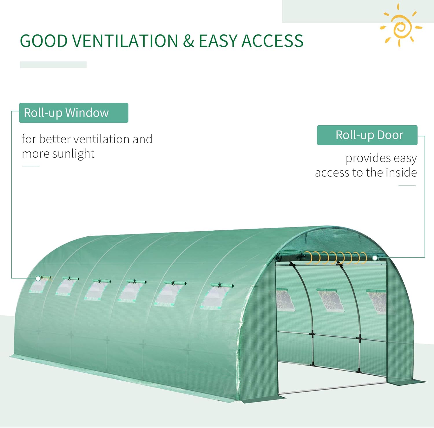 19.7' x 9.8' x 6.6' Plastic Greenhouse Cover Replacement, Green E353939