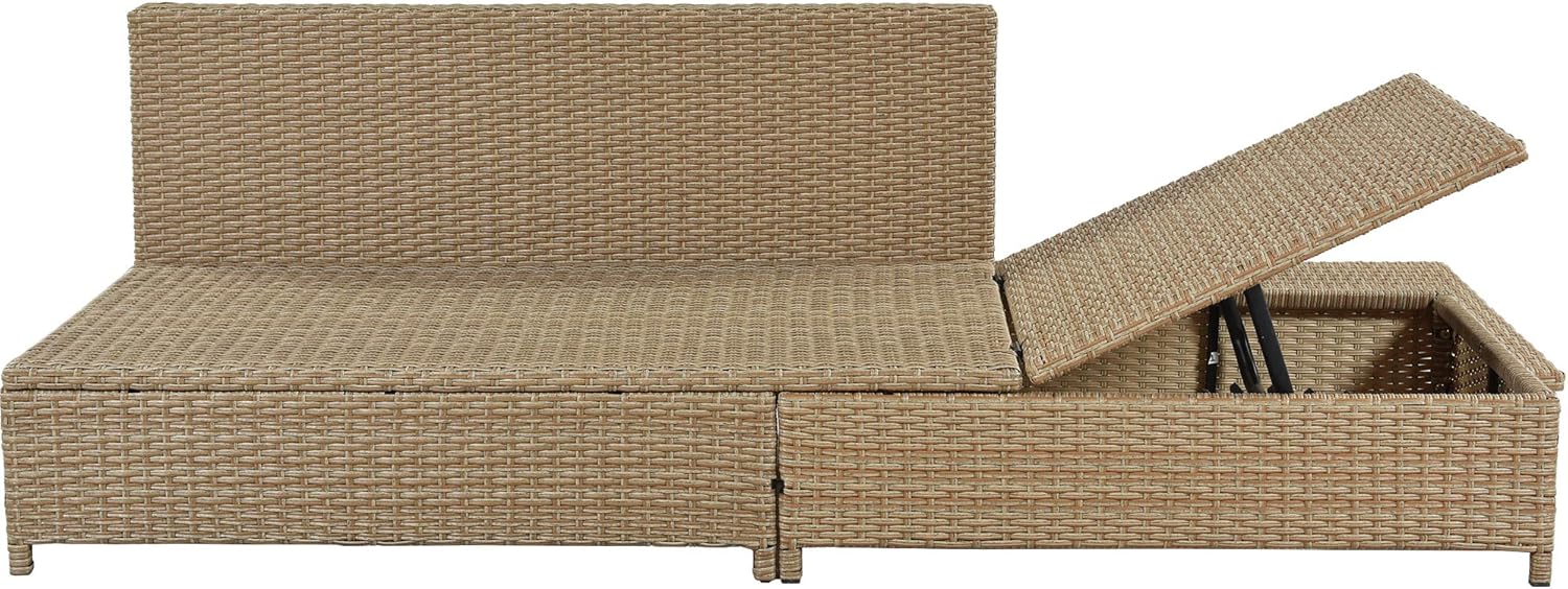 3-Piece PE Rattan Wicker Sectional Sofa Set with Tempered Glass Table H74050