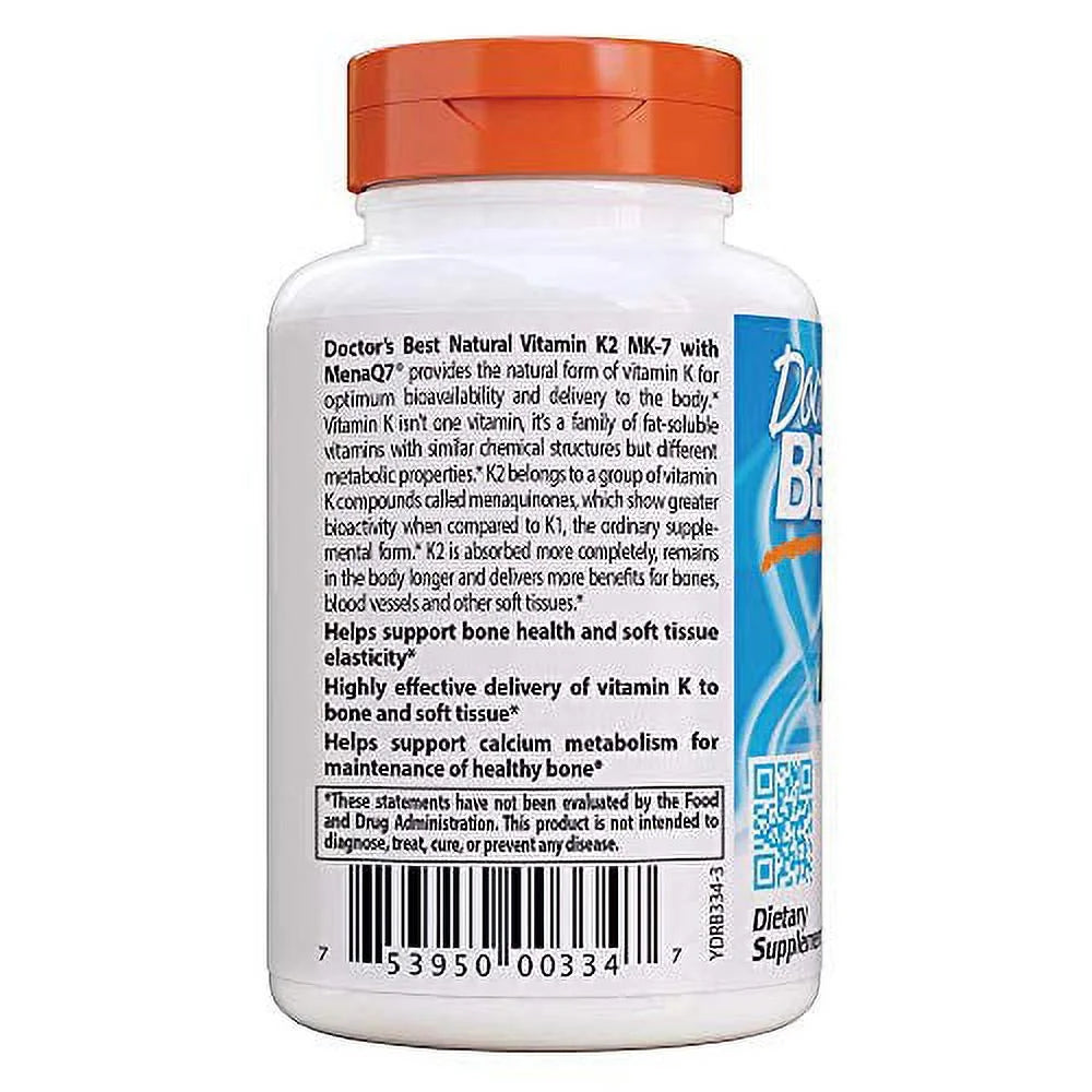 Natural Vitamin K2 Mk-7 with MenaQ7, 60 Count I207697