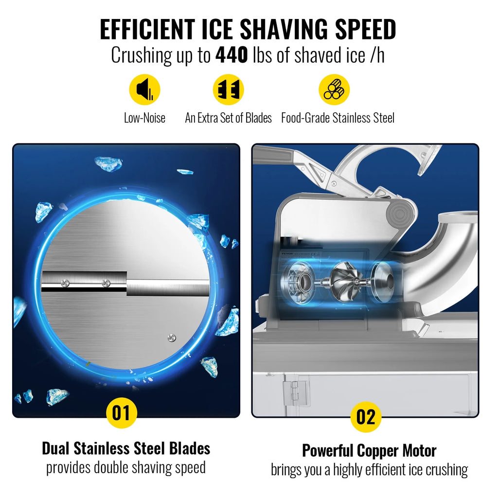 Silver Commercial Ice Crusher Snow Cone Machine 180 kg/H V2124
