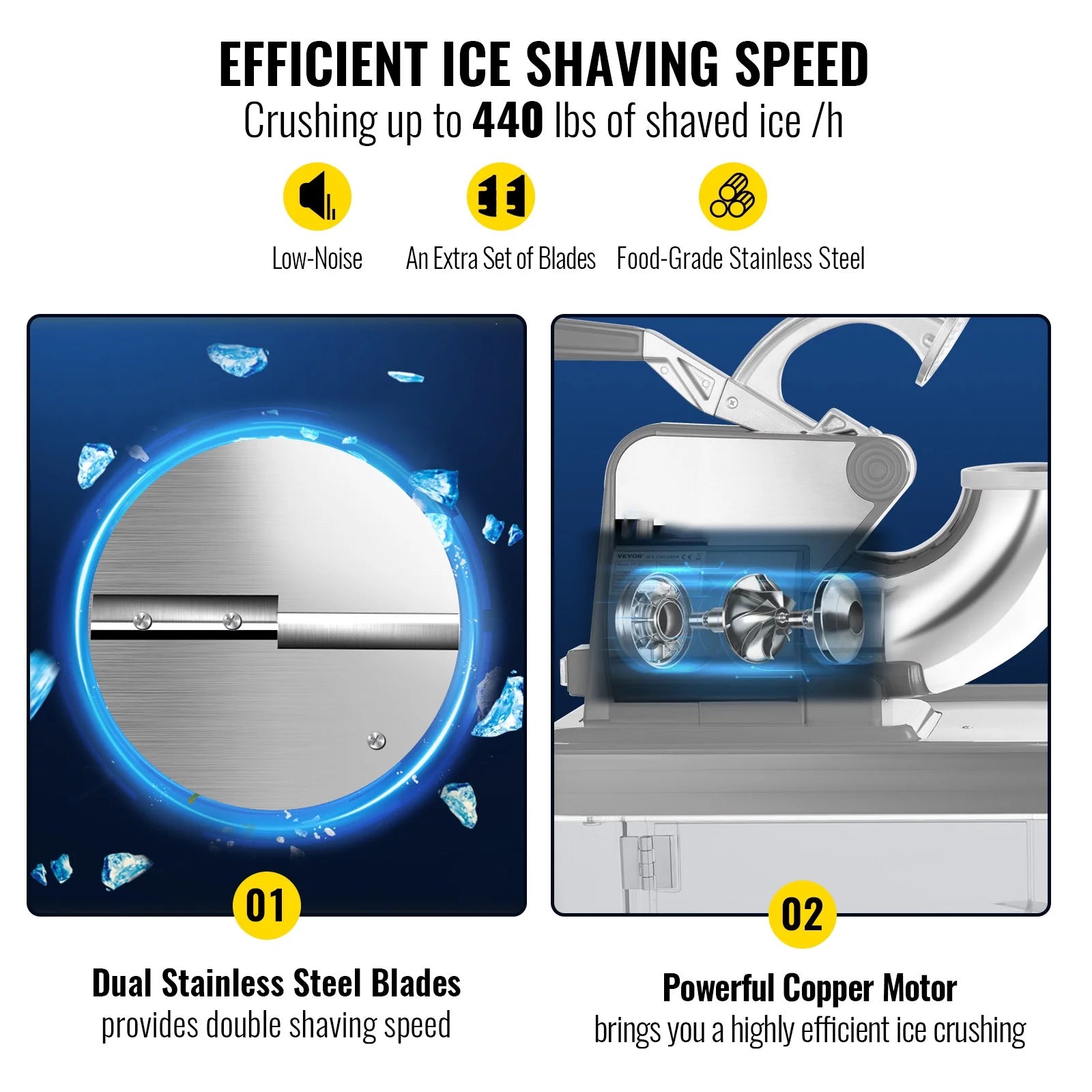 Silver Commercial Ice Crusher Snow Cone Machine 180 kg/H V2124