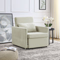 Beige Velvet Convertible Chair Bed K4253