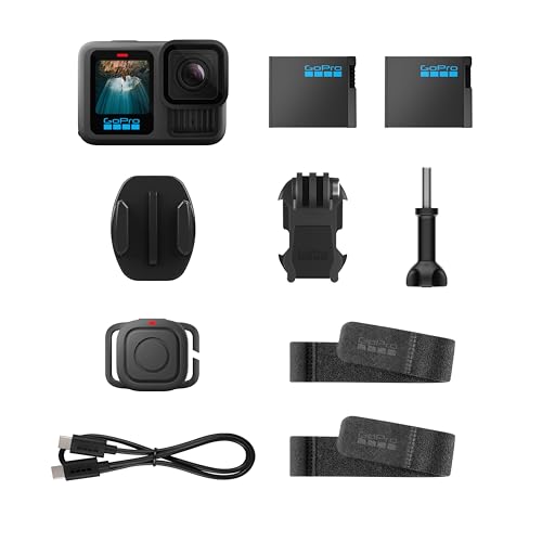 HERO13 Black Accessory Bundle with Handler, 2 Enduro Batteries, 2 Curved Adhesive Mounts, 64GB MicroSD Card, and Carrying Case D7452