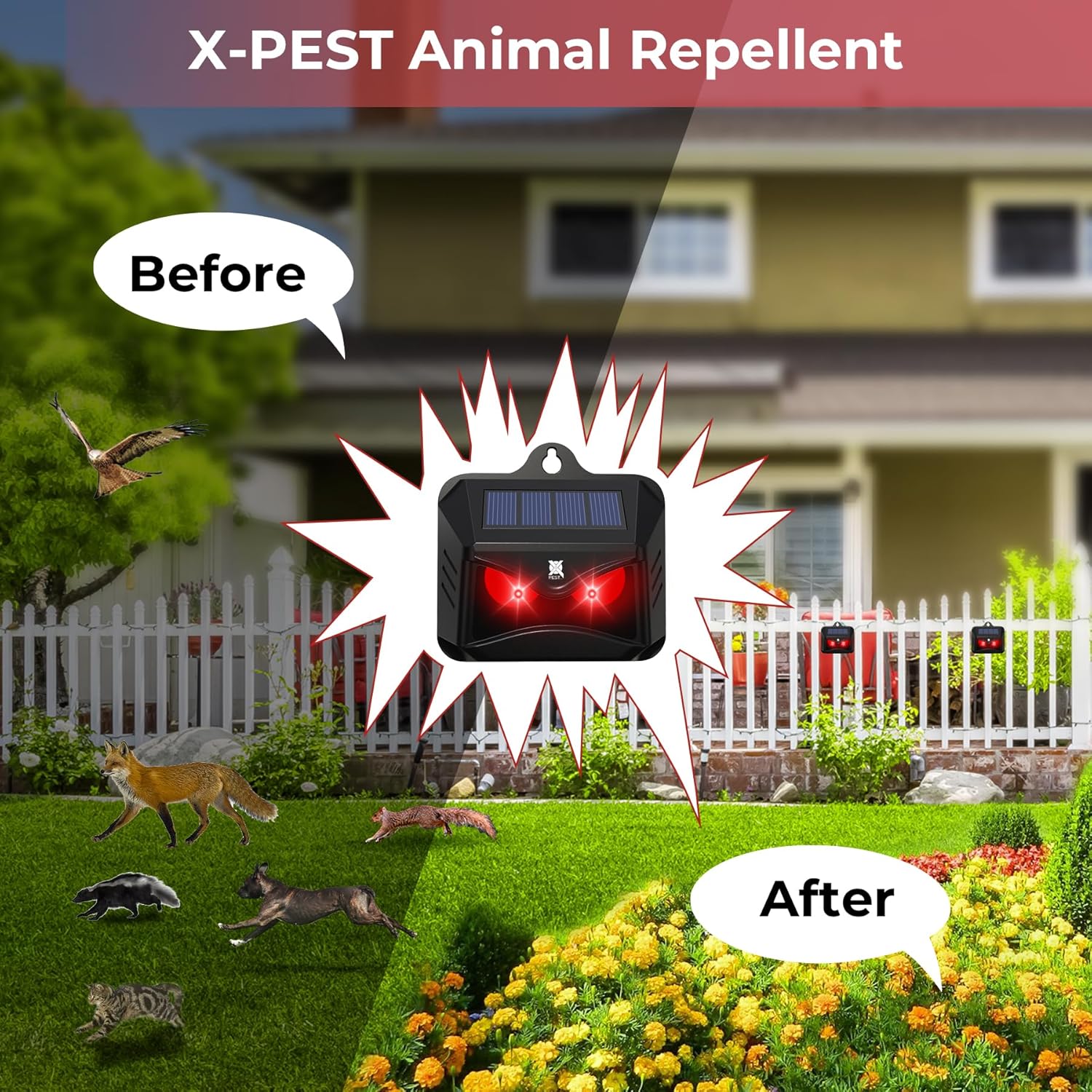 Red Led Light Outdoor Animal Repeller H248100