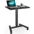 Black Adjustable Height Rolling Laptop Desk Cart U84404
