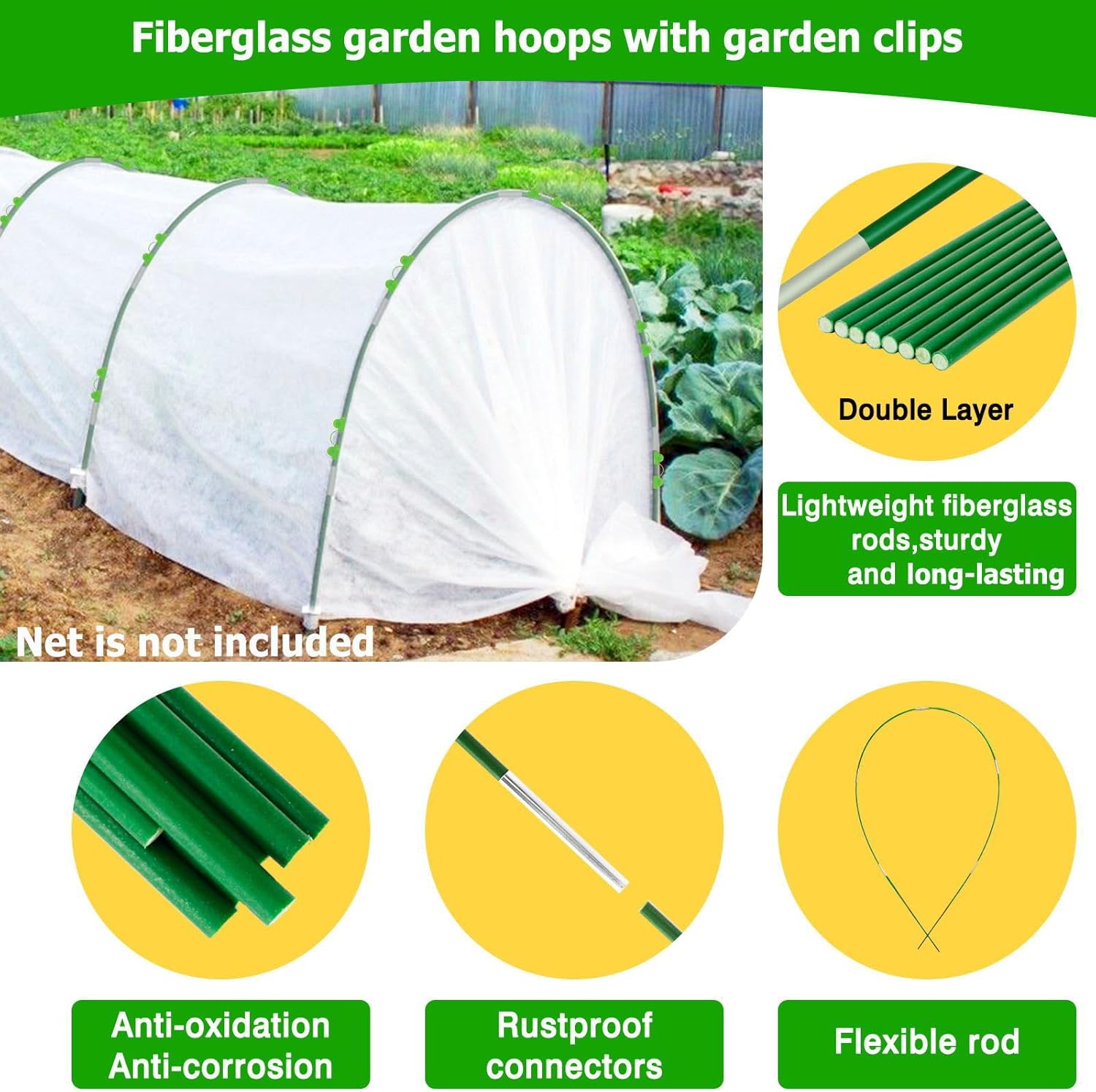 60pcs Garden Hoops with 40pcs Clips I282