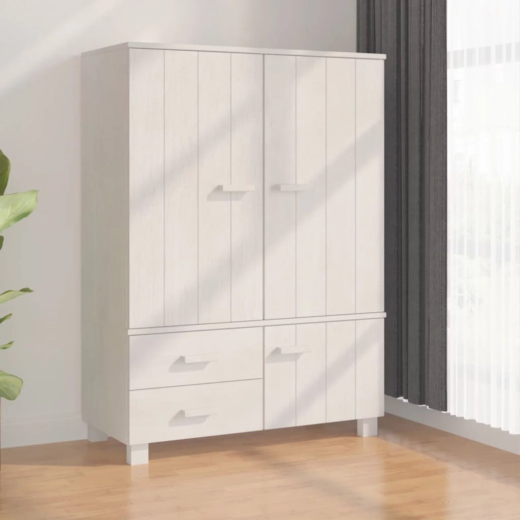 White Solid Wood Pine Wardrobe Q1936