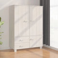 White Solid Wood Pine Wardrobe Q1936