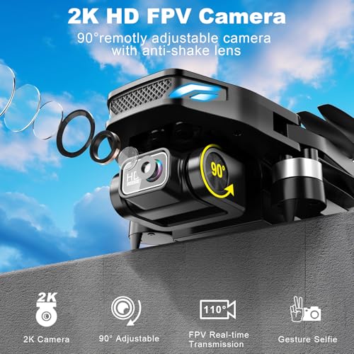 2K HD FPV Drone with Camera, Brushless Motor, Foldable W733