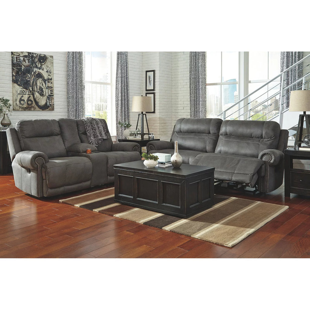 Gray Faux Leather Reclining Sofa T8594